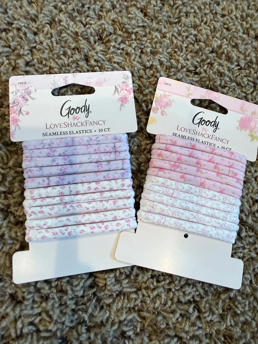 LoveShackFancy Pastel Pink & Lavender Floral Seamless Hair Ties
